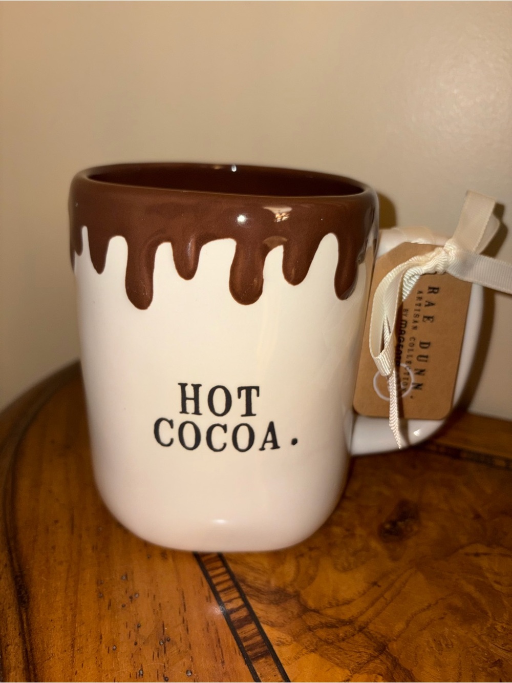 Rae Dunn Brown & White "HOT COCOA." Drip Rim Mug